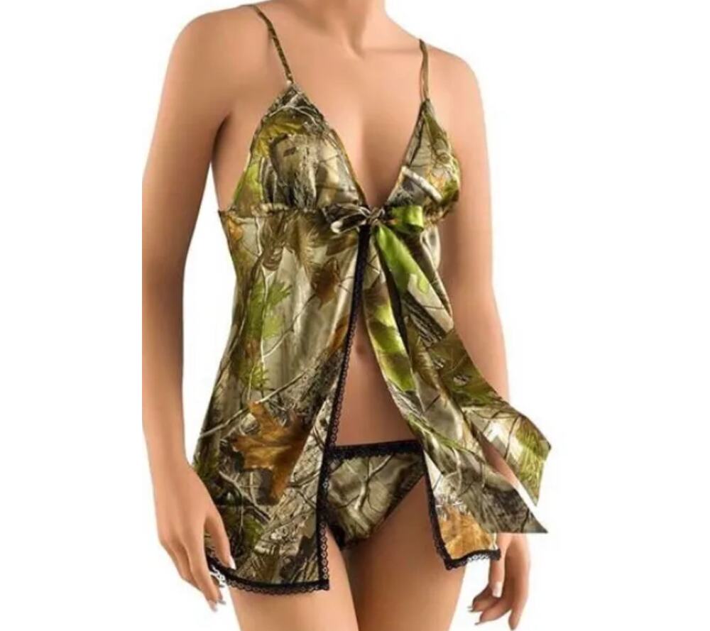 Legendary Real Tree brown camo satin lace trim tie front cami top Size M Country